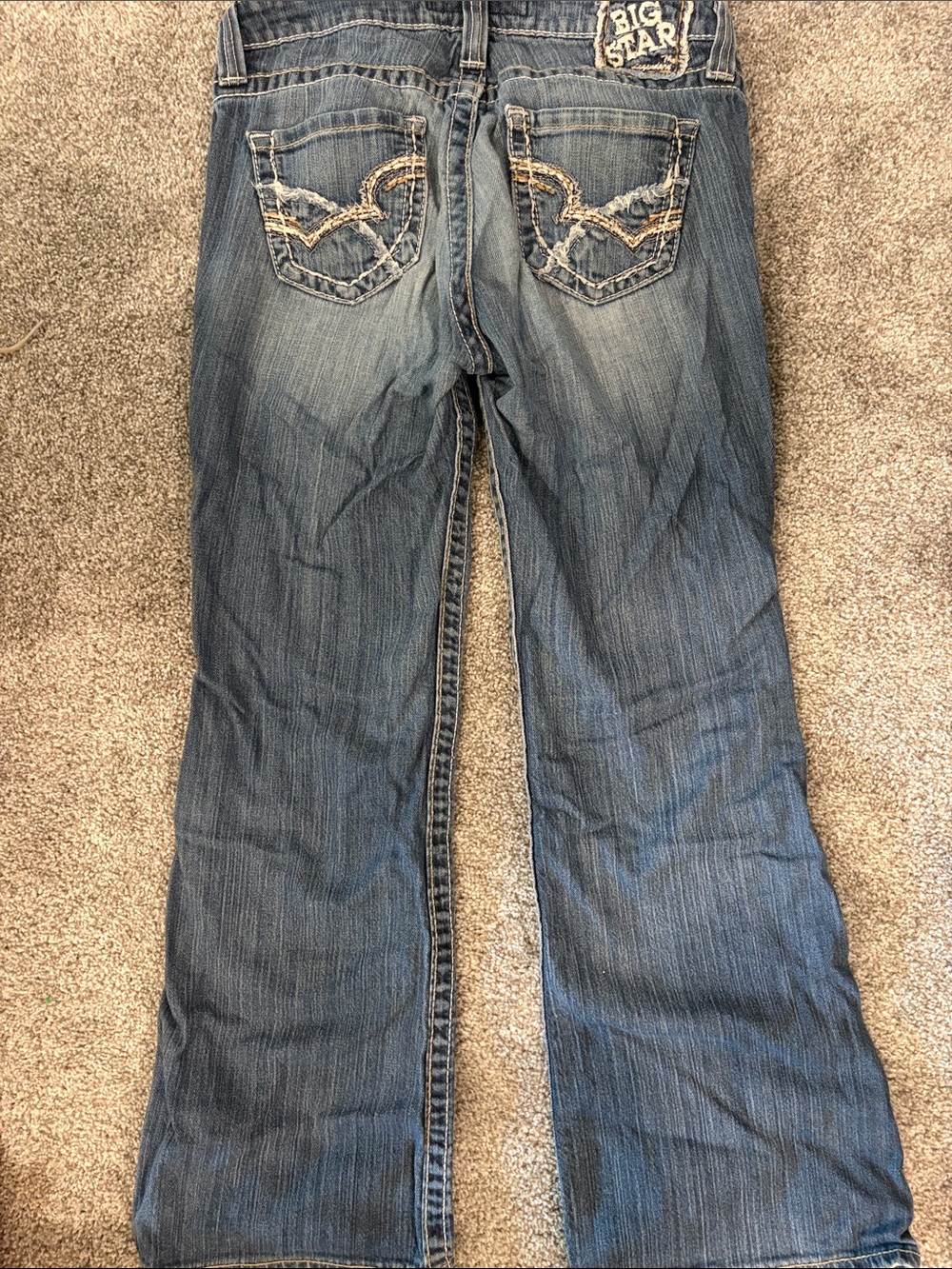 Big Star Women's Medium Blue Flare Jeans with Embroidered Back Pockets